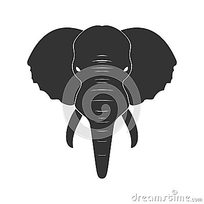 Black Elephant in flat on white background. Vector Illustration