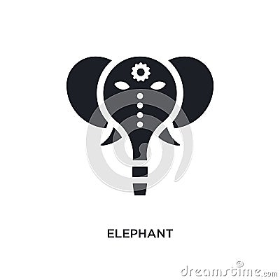 black elephant isolated vector icon. simple element illustration from religion concept vector icons. elephant editable logo symbol Vector Illustration