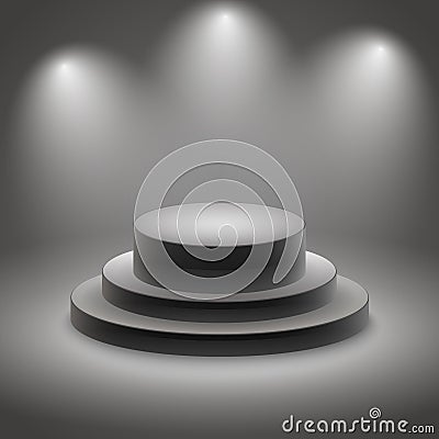 Black empty illuminated podium Vector Illustration