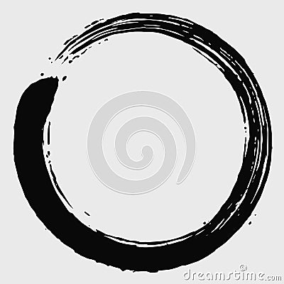 Black Enso Zen Circle Vector Art Brush Icon Vector Illustration