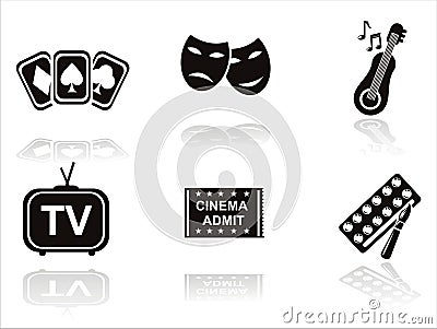 Black entertainment icons Vector Illustration