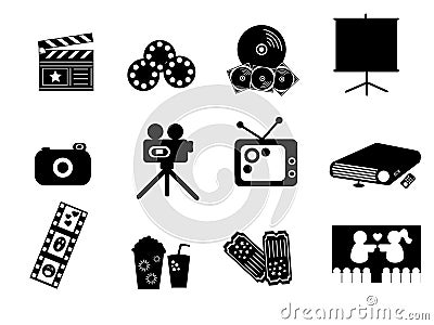 Black Entertainment Icons Vector Illustration