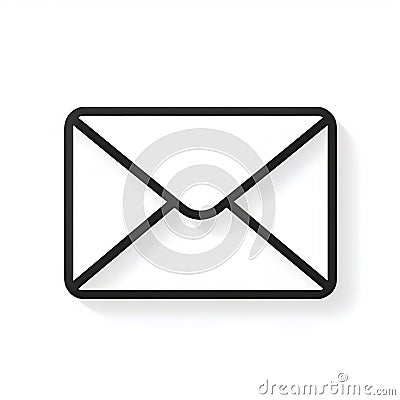 Black envelope outline casting subtle shadow, symbolizing digital communication and messaging connection Stock Photo