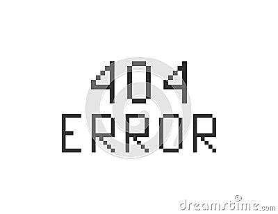 Black error 404 pixel. Computer app symbol. Sign web site page vector Vector Illustration
