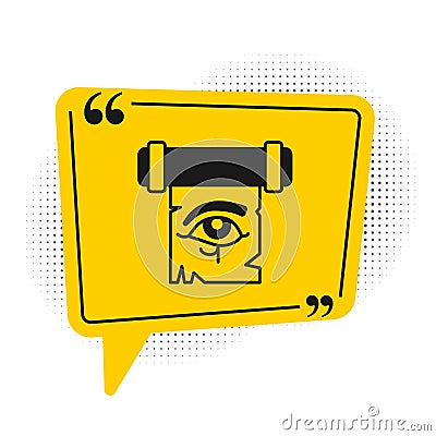 Black Eye of Horus on papyrus scroll icon isolated on white background. Parchment paper. Ancient Egypt symbol. Yellow Vector Illustration