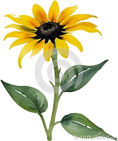 Black-Eyed Susan clipart. A cute Black-Eyed Susan flower icon. AI-Generated. Stock Photo