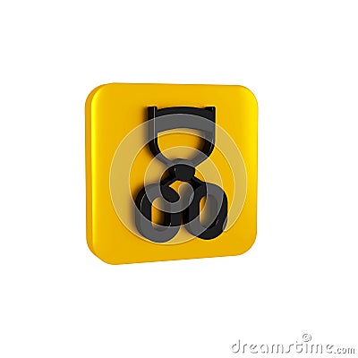 Black Eyelash curler icon isolated on transparent background. Makeup tool sign. Yellow square button. Stock Photo