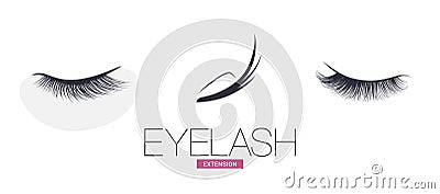 Black eyelash extension logo on white background Cartoon Illustration