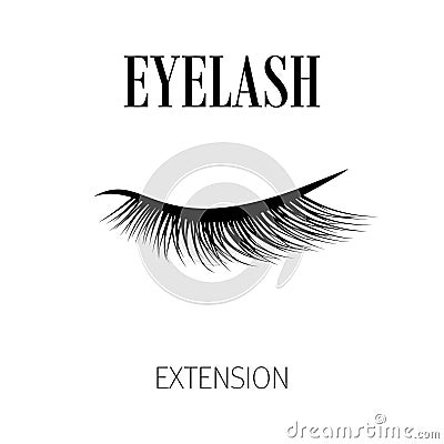 Black eyelash extension logo on white background. Vector illustration Vector Illustration