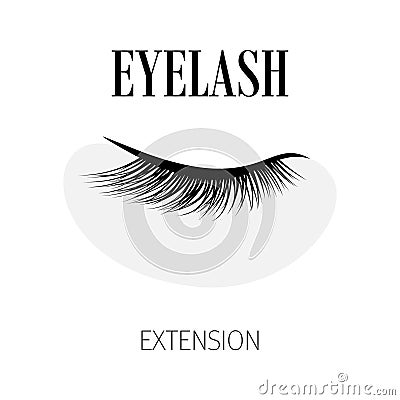 Black eyelash extension logo on white background. Vector illustration. Cartoon Illustration