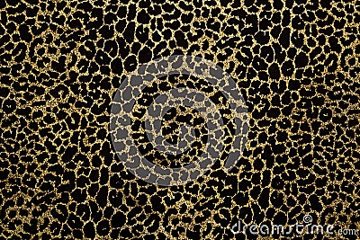 Black fabric with golden leopard fur print Stock Photo