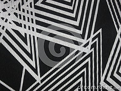 Black fabric texture with angular white lines Stock Photo