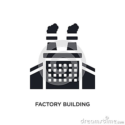 black factory building isolated vector icon. simple element illustration from industry concept vector icons. factory building Vector Illustration