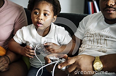 Black family spend time together love happiness Stock Photo