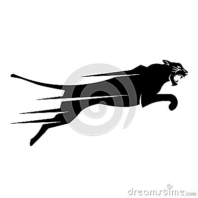 Black fast cheetah logo vector. Cheetah jumping logo isolated on white background Vector Illustration