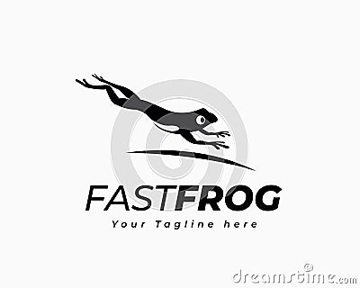 Black Fast frog jump art logo design inspiration Vector Illustration