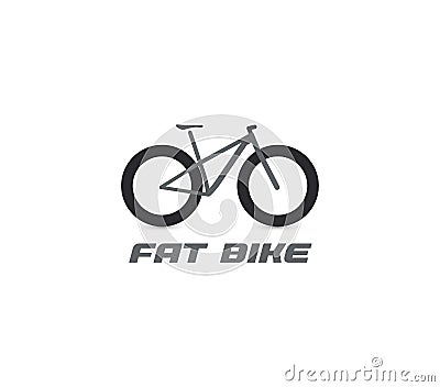 Black fat mountain bike silhouette logo. All-terrain bicycle logotype. Professional cycling icon. Cross country cycle Vector Illustration