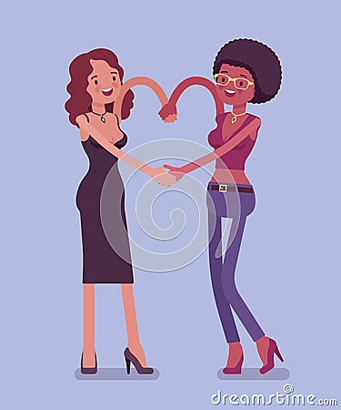 Black female friendship hand heart gesture Vector Illustration