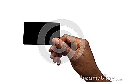 Black Female Hand Holding Black Card Stock Photo