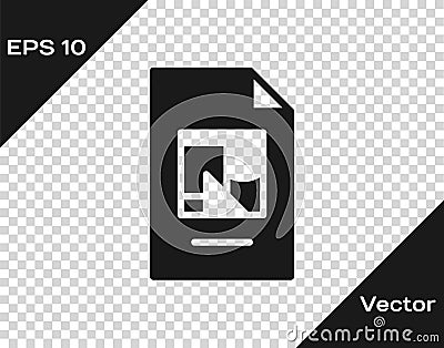 Black File document with illustration icon isolated on transparent background. Checklist icon. Business concept. Vector Vector Illustration