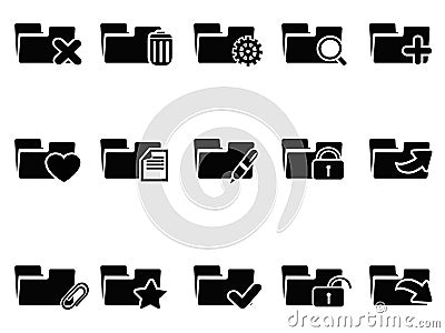 Black file folder icons set Vector Illustration