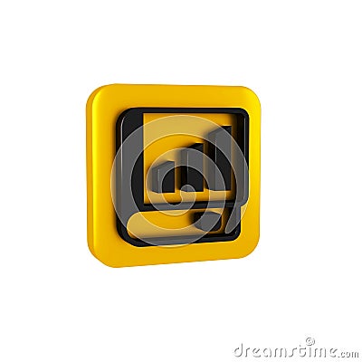 Black Financial book icon isolated on transparent background. Yellow square button. Stock Photo