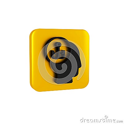 Black Fisherman icon isolated on transparent background. Yellow square button. Stock Photo