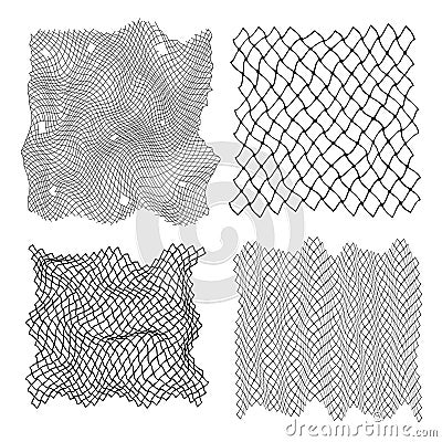 Black Fisherman Rope Set Decor Element. Vector Vector Illustration