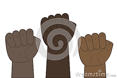 Black fist as a symbol of power. Demonstration of racial protest. Fight African people with racism Vector Illustration