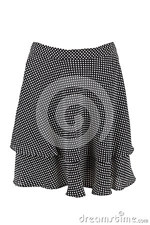 Black flared knee length skirt with dots Stock Photo