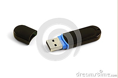 Black flash drive isolated Stock Photo