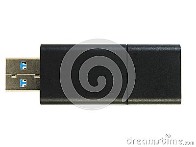 Black flash drive on white background Stock Photo