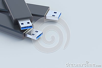 Black flash drives, usb memory sticks Stock Photo