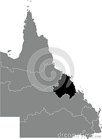 Locator map of the MACKAY, ISAAC AND WHITSUNDAY REGION, QUEENSLAND Vector Illustration