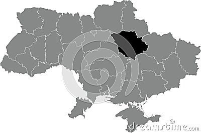 Locator map of POLTAVA OBLAST, UKRAINE Vector Illustration