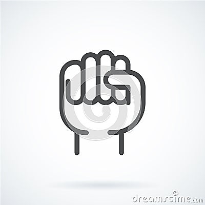 Black flat icon gesture hand human fist to the top Vector Illustration