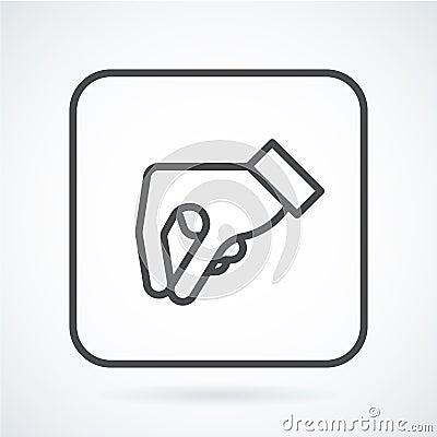 Black flat icon gesture hand of a human give. Vector Illustration