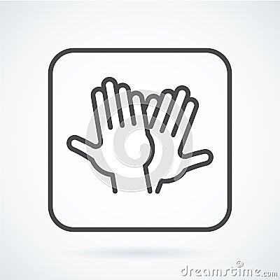 Black flat icon gesture hand of human high five, greeting Vector Illustration