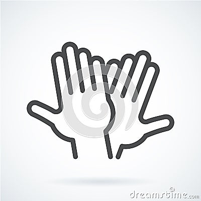 Black flat icon gesture hand of human high five, greeting Vector Illustration