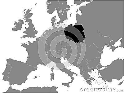 Map of People`s Republic of Poland year 1956-1990 Vector Illustration