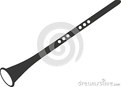 Black flat silhouette of a clarinet. A vector image. Vector Illustration