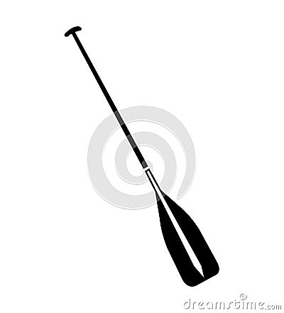 Kayak raft paddle silhouette, isolated on white Vector Illustration