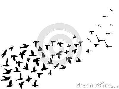 Black flock birds flying background Vector Illustration