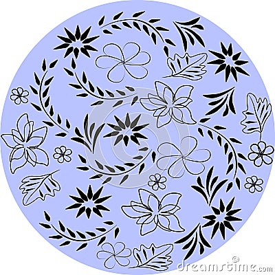 Black floral elements for greeting cards decoration. Vector Illustration