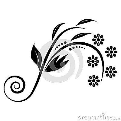 The black floral ornament on the white background Vector Illustration