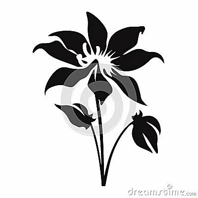 Black Flower Silhouette: Minimalistic Design By Catherine Nolin, Aquirax Uno, And Marc Quinn Cartoon Illustration