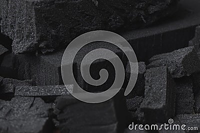 Black foam parts texture in different shapes Stock Photo