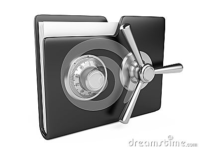 Black folder and combination Lock Stock Photo