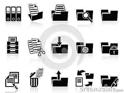 Black folder icons set Vector Illustration