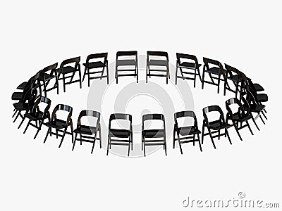 Black folding chair stay a round 3d rendering Stock Photo